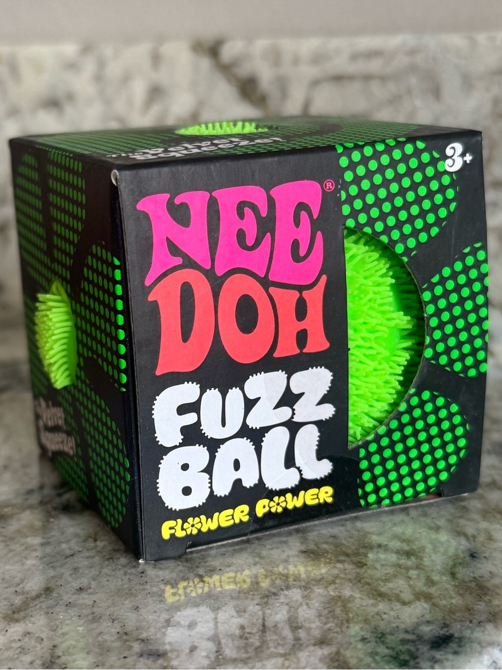 AUTHENTIC Nee Doh Pink Fuzz Ball Kids Stress Toy - Velvet Squeeze - Green